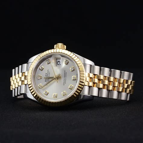 pre owned ladies rolex datejust stainless steel diamond dial|used Rolex lady Datejust for sale.